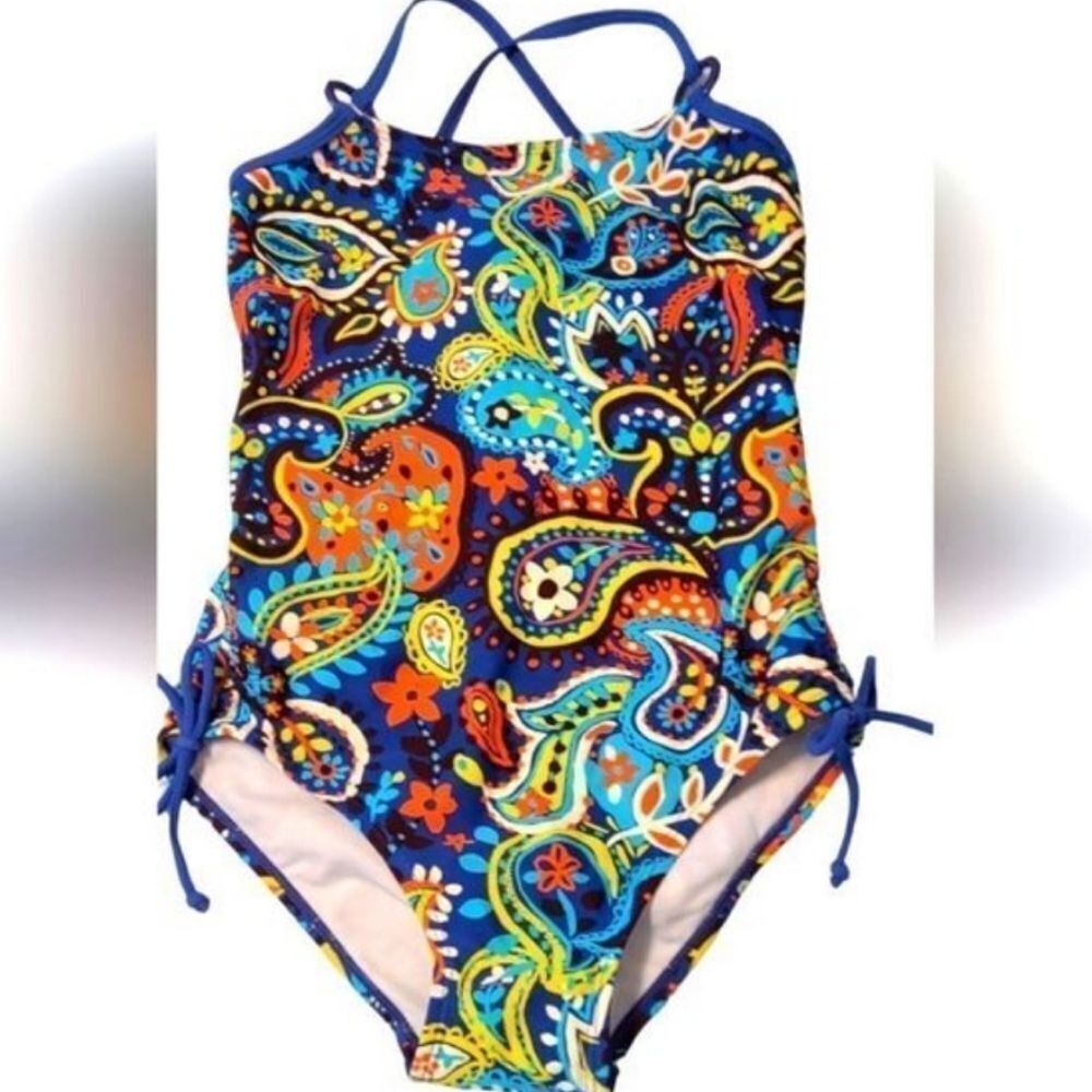 Sunshine Zone Swimsuit‎ Girls 1-Piece Paisley sz 10